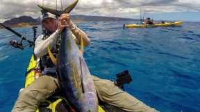 First Big Yellowfin Tuna! | Kayak fishing Hawaii | Flying Fish TV